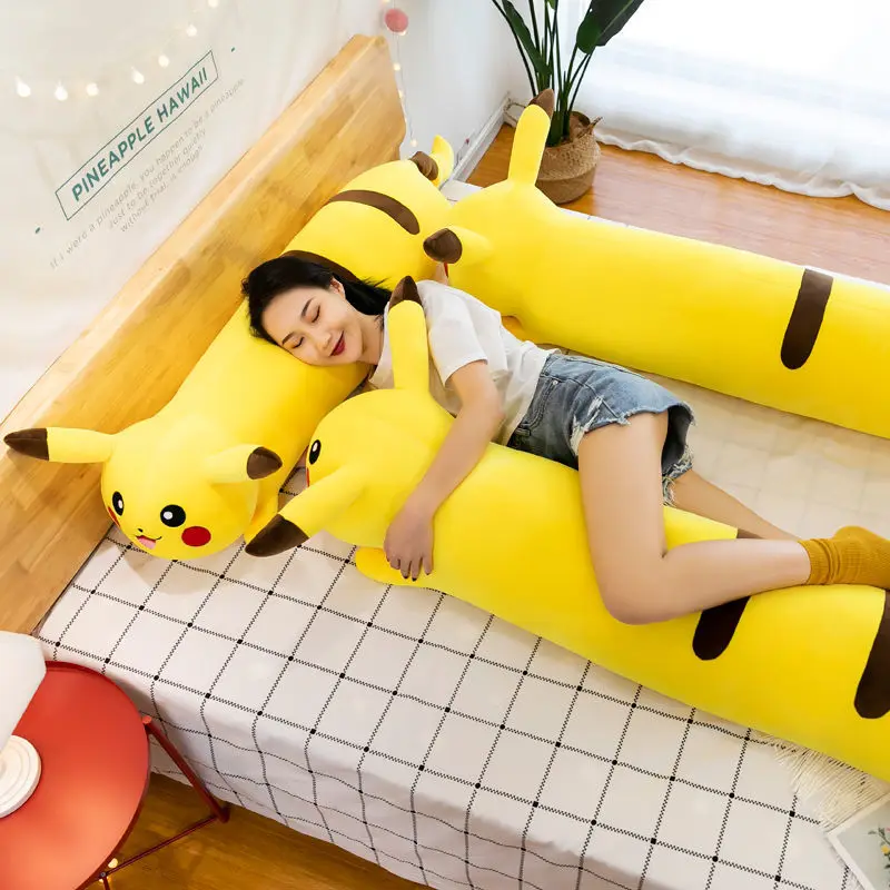 Almohada de peluche grande de Pikachu para niños y adultos, juguete de felpa de Pok é Mon para dormir, decoración del hogar, regalos de cumpleaños para niños, nuevo