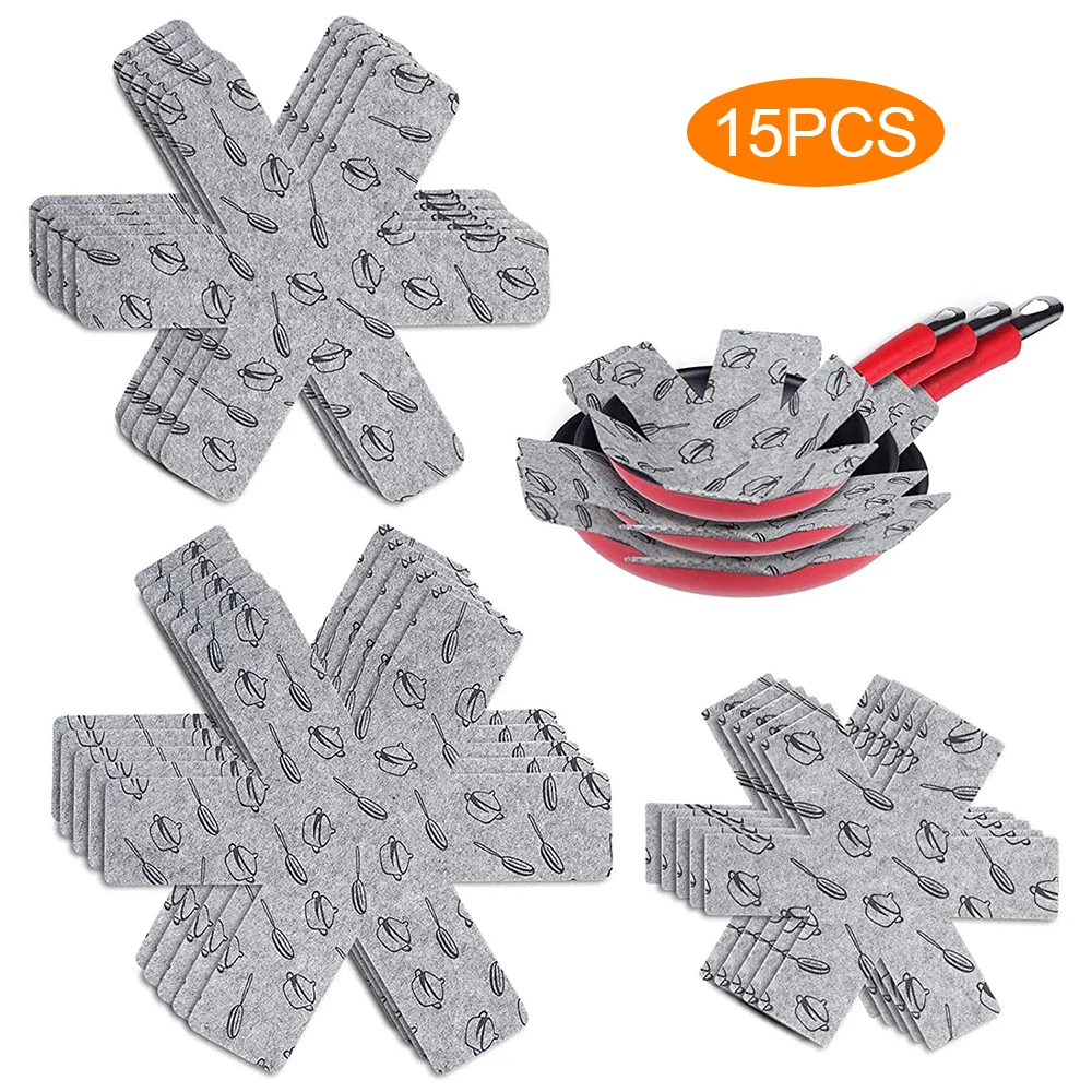 15Pcs סיר מחבת מגיני מפריד רפידות למנוע גירוד נפרד להגן על משטחים שאינם מקל מחבתות עבור כלי בישול מטבח כלים