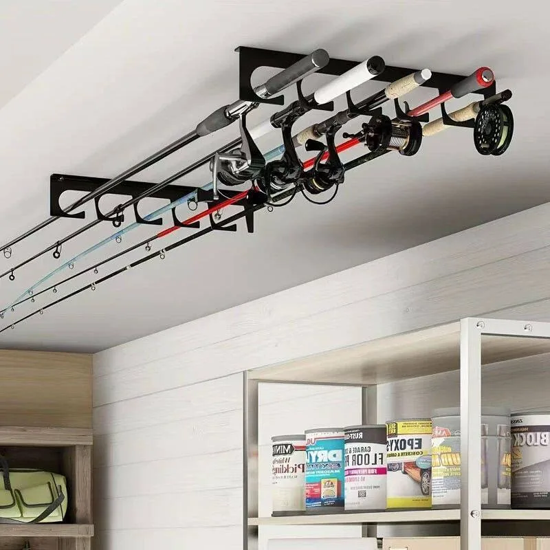 Universal Wall Mount Fishing Rod Holder Horizontal Storage Display Rack Universal Wall Bracket Fits Most Types of Fishing Poles