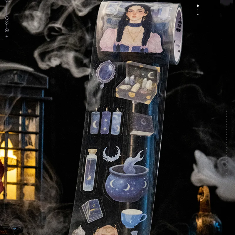 200CM/roll Waterproof PET Tape Mysterious Magician Theme Pattern Handbook Creative DIY Laptop Decoration