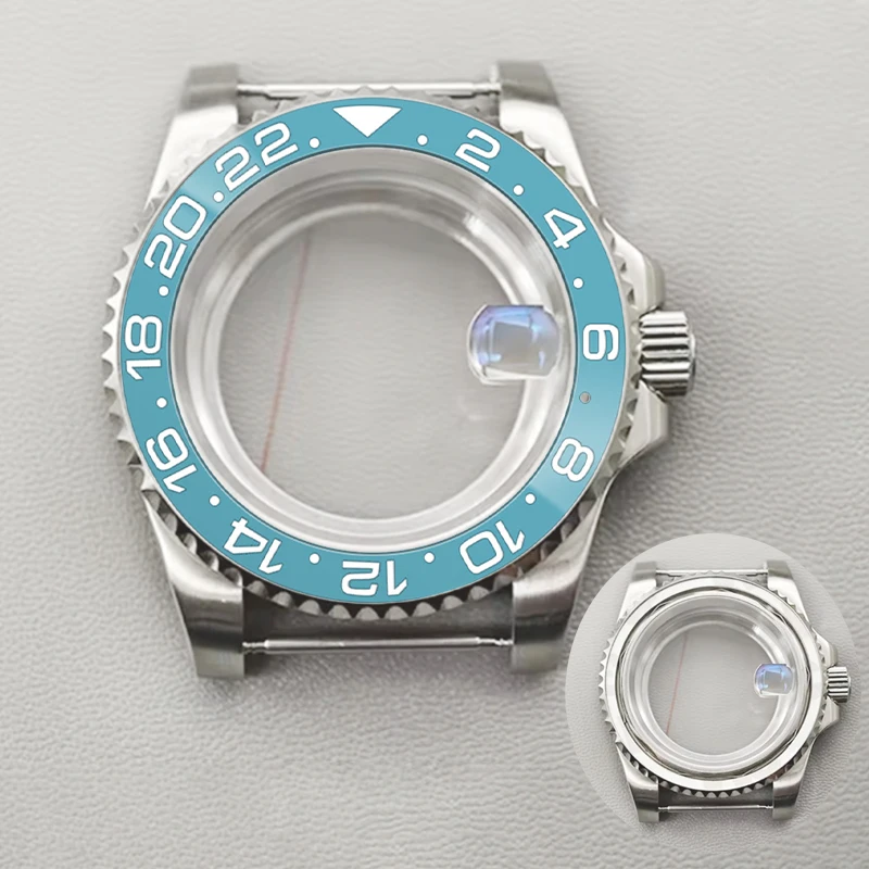 Mod Silver SUB Watch Case Transparent Back Fits NH35 NH36 4R35 4R36 Movement Sapphire Glass 28.5mm Dial Watch Case Repair Parts