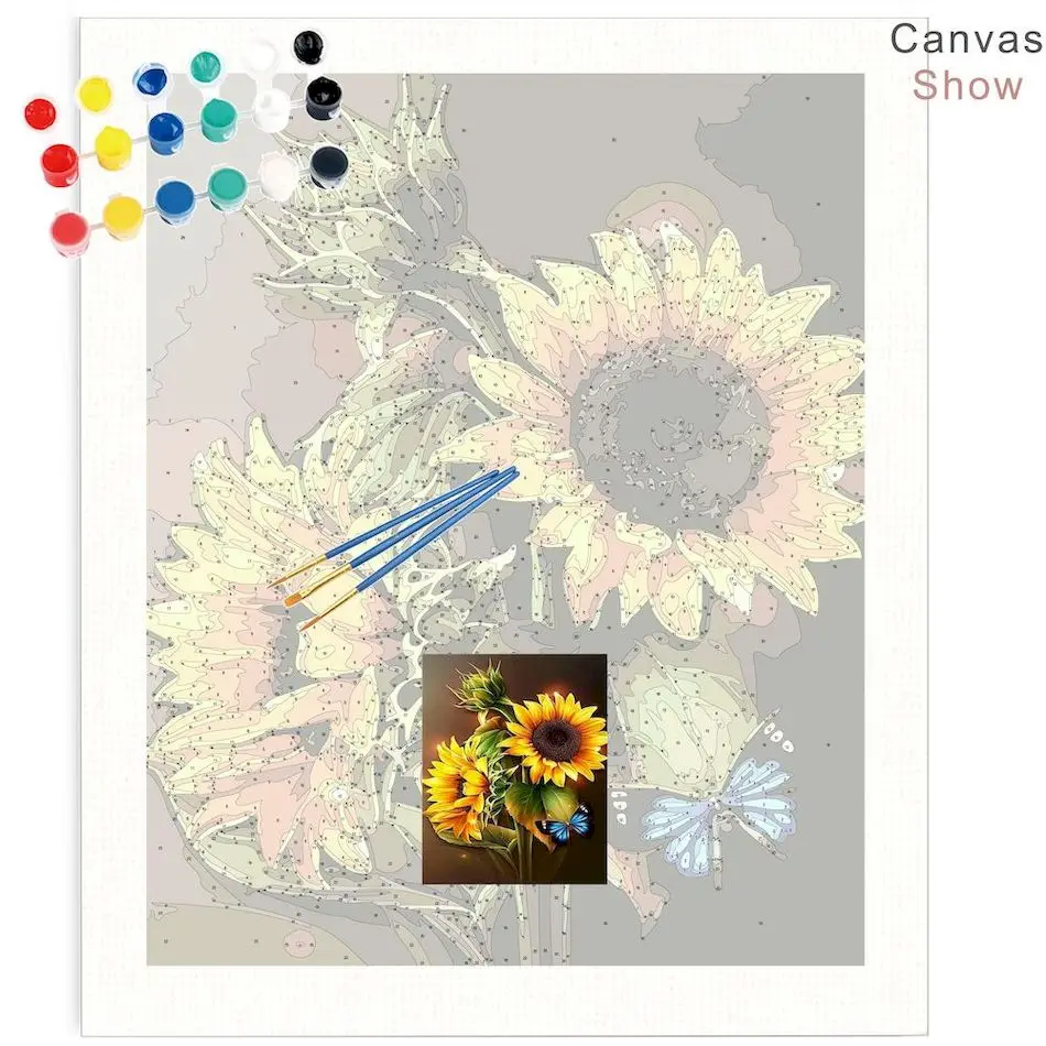 PhotoCustom Flower Coloring By Numbers Painting Set Acrylic Paints 40*50 Canvas Pictures Decorative Paintings Diy Crafts For Han