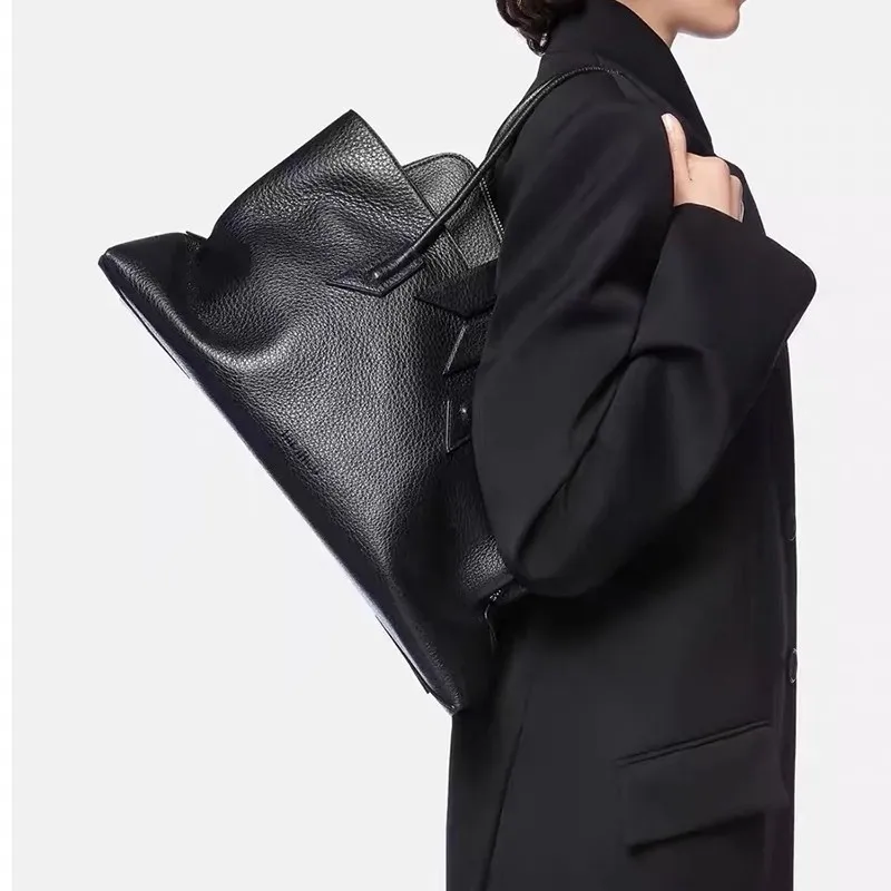 DKQWAIT Crocodile Pattern Pleated Leather Shoulder Bag 5