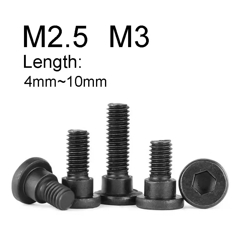 10PCS Black Hex Socket Head Shoulder Screws Cap Step Positioning Bolts M2.5 M3 Carbon Steel Head Cup Hexagon Socket Set Screw