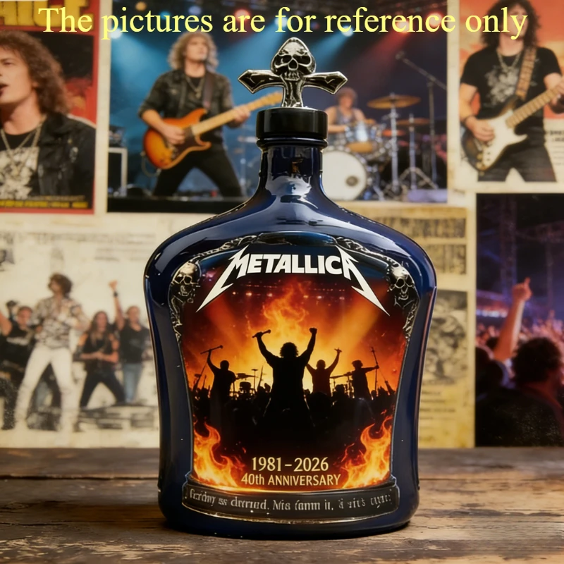 Коллекционный графин для виски Metallica к 45-летию группы, лимитированная серия, стеклянная бутылка с декором в виде черепа и креста, подарок