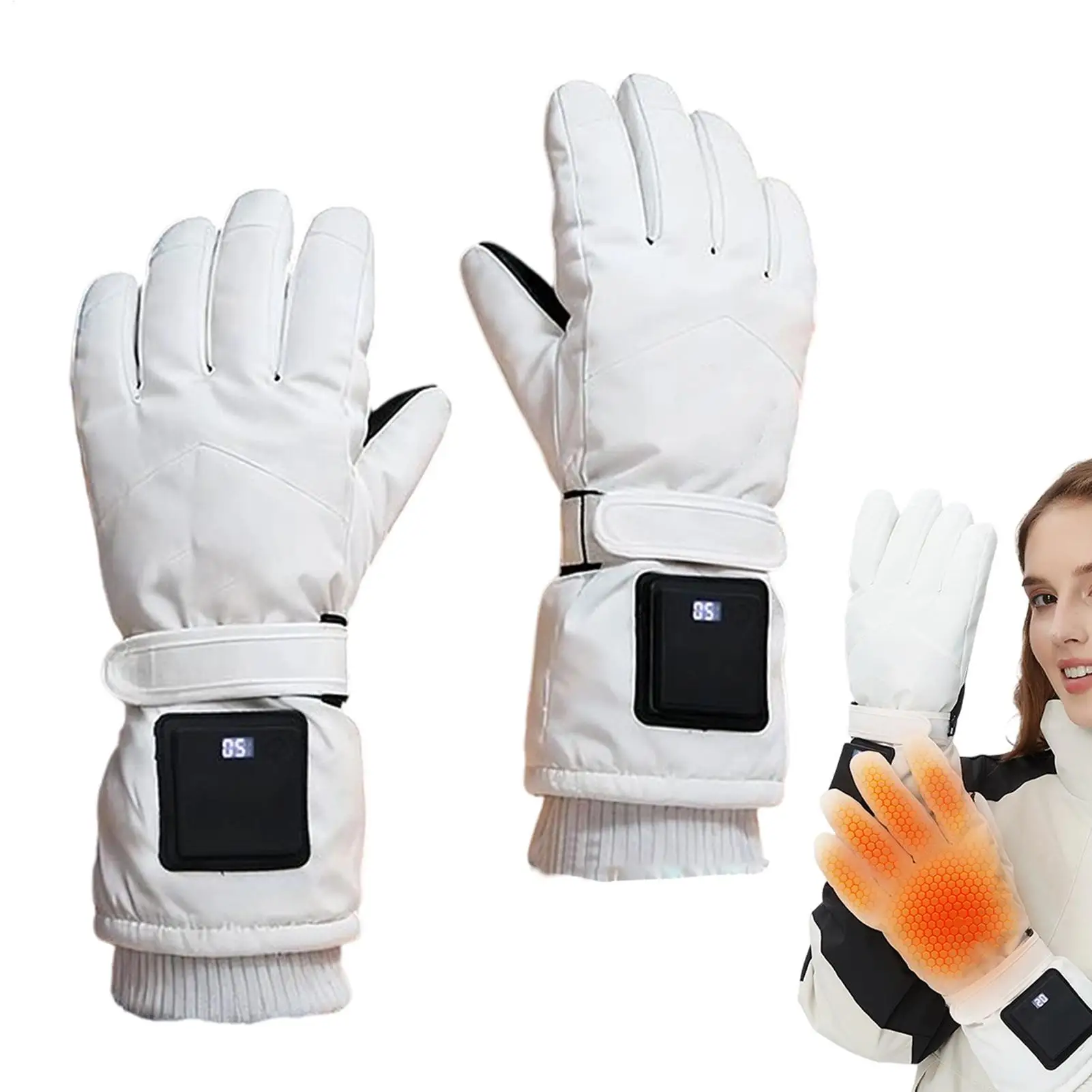 

Heated Gloves 1 Pair Breathable Windproof USB Plug-in Heated Gloves for Winter for Skiing Cycling Hiking Fishing Snowboarding