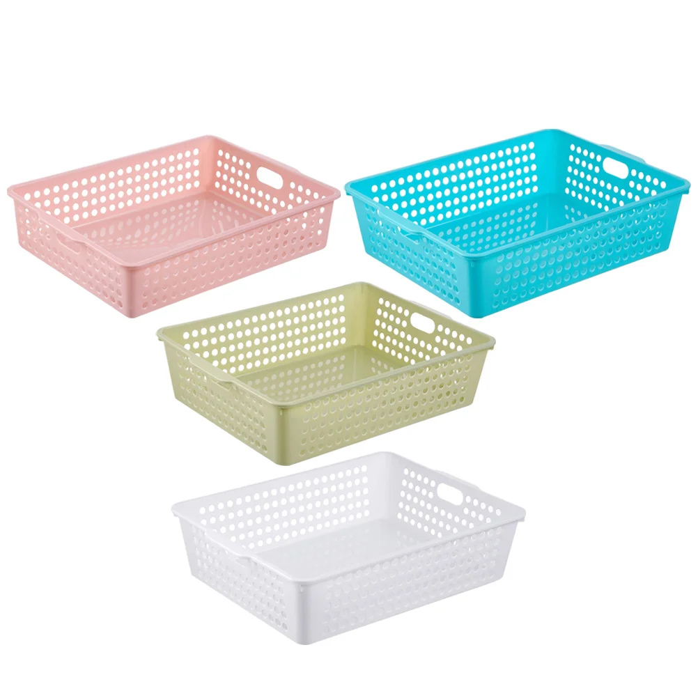 

4Pcs Plastic File Basket Hard Structure Desktop Organizer School Storage Multifunctional File Holder Sundries Storage Tray