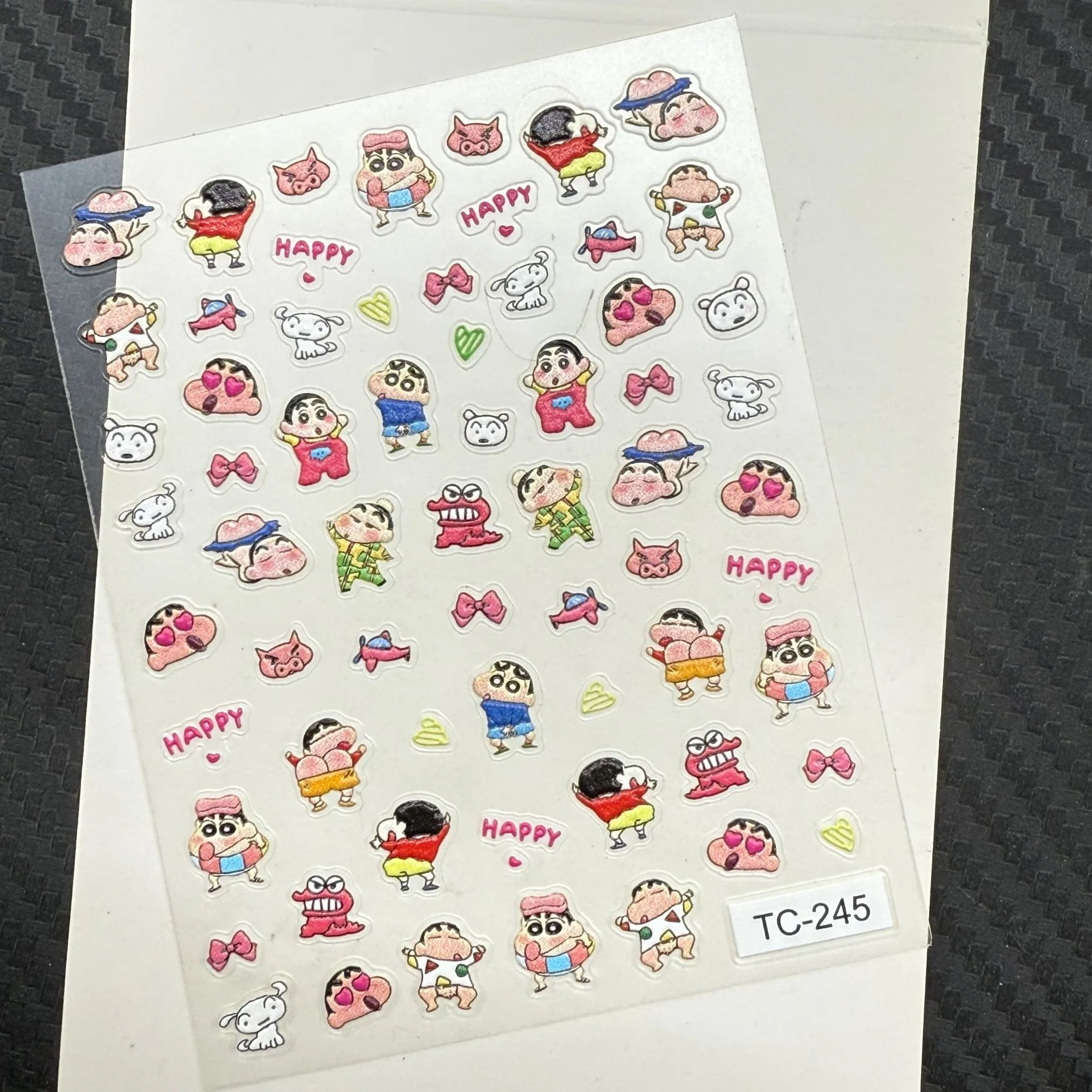 

1PCS 5D Crayon Shin-chan Nail Stickers Japanese Element Nail Parts Long-lasting Bright Color Self-Adhesive Nail Art Accessorie