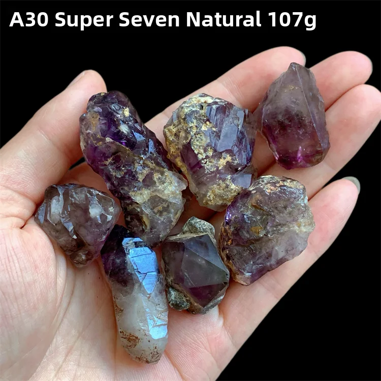 Natural Purple Quartz Crystal Ancient Pendants  Stone Super Seven Skeleton Triple Beam Bone Strawberry Crystal Ornaments