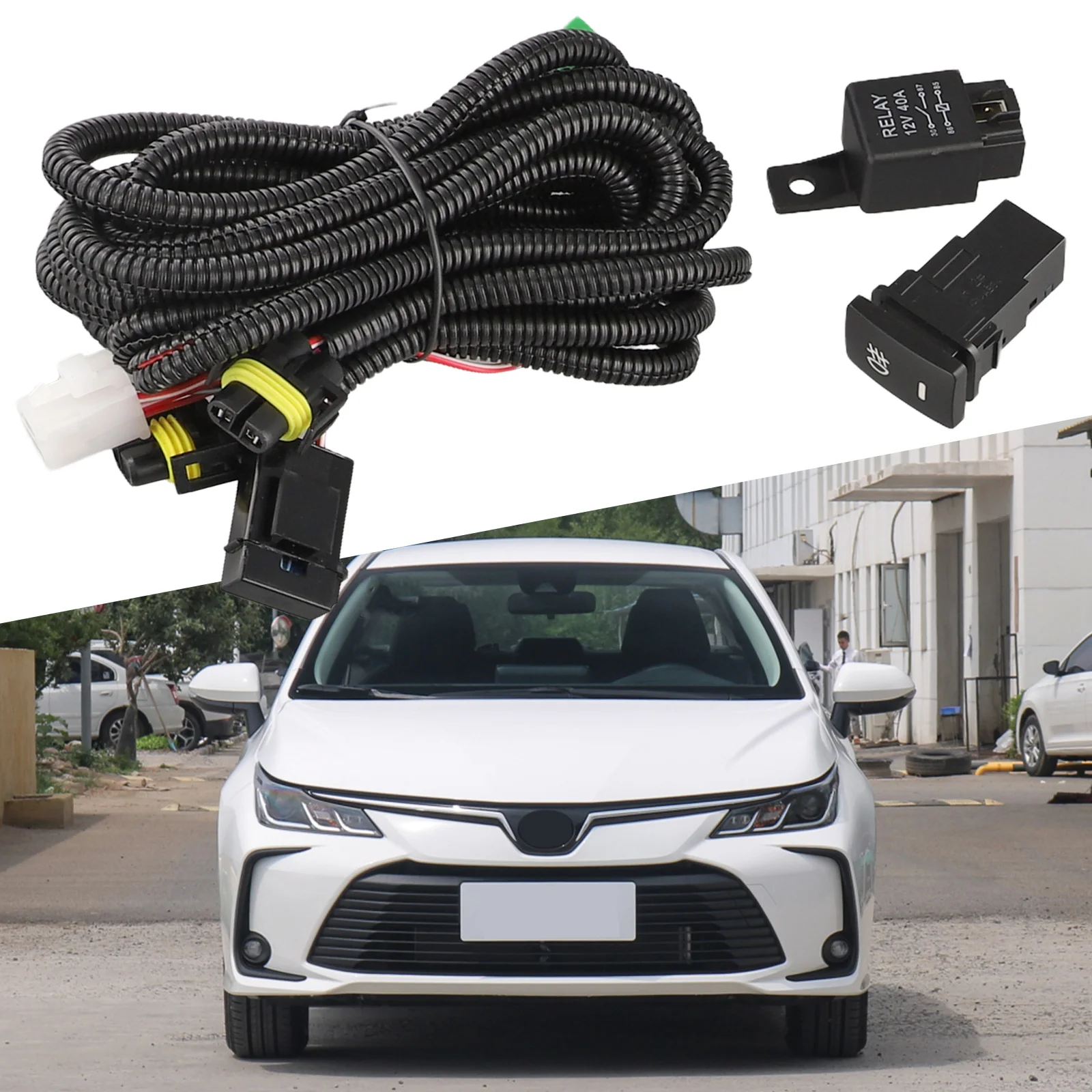 H11 Fog Light Lamp Wiring Harness Socket Wire Connector With 40A Relay & ON/OFF Switch Kits For LED Work Light