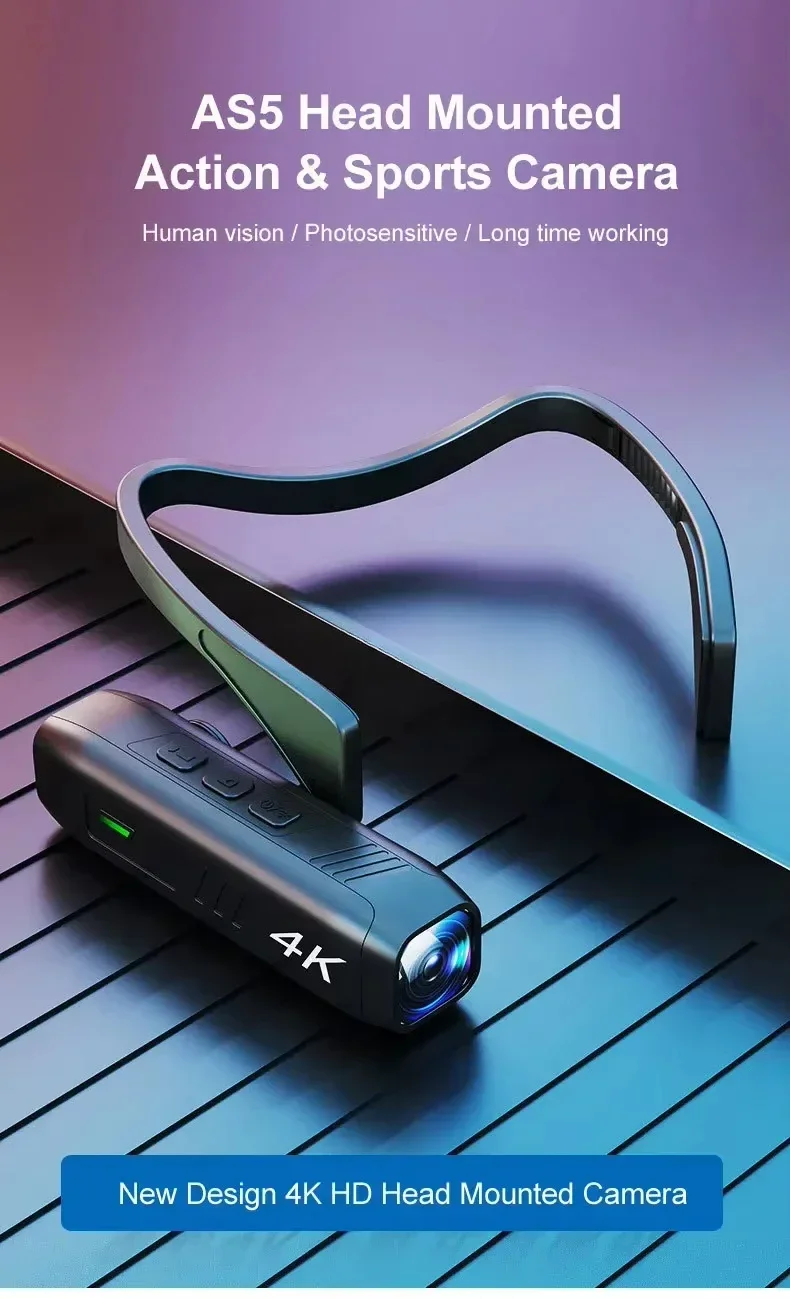 مناسبة للاستخدام الطبي والعمل! كاميرا الحركة المحمولة بدقة 4K عالية الدقة، كاميرا رأس يمكن ارتداؤها مع API مفتوح للتشخيص الجراحي