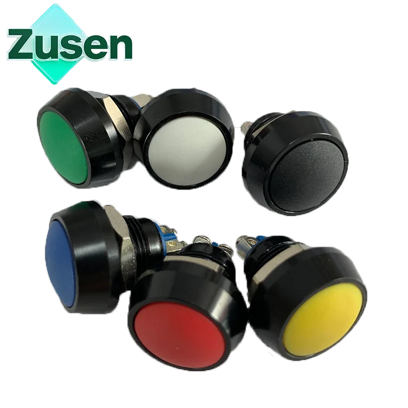 

Zusen 12mm Colors Hat Black Alumina 1NO Dome Head Momentary Micro Push Button Switch(ZS12B-10/CA)