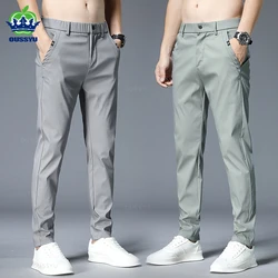 Verão novas calças casuais finas dos homens 4 cores estilo clássico moda negócios fino ajuste em linha reta algodão cor sólida marca 38