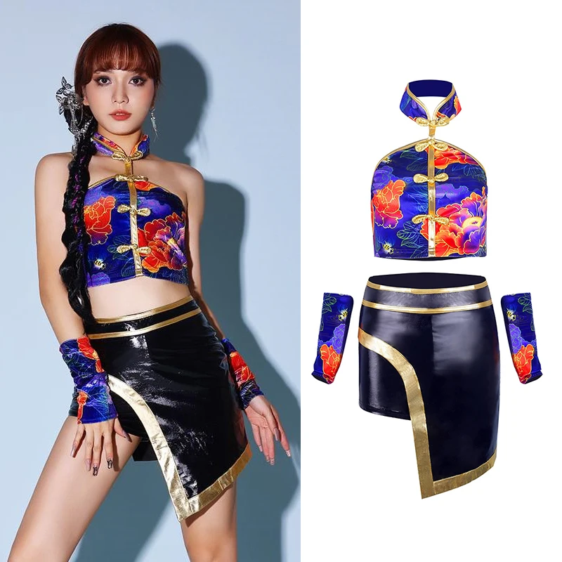 Sexy Jazz Dance Performance Costume Hip Hop Street Dance Racing Clothing K-pop Idol Dance Nightclub Bar Dj Stage Outfits XH1433