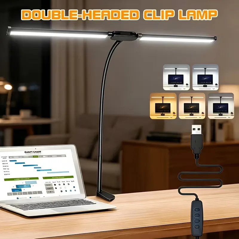 Adjustable LED Desk Lamp, Architect Gooseneck Table Light with Single/Double Head, Dimmable Eye Protection Lamp for Home Office
