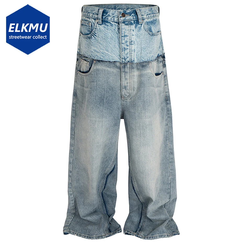 

Double Waist Jeans Streetwear Hip Hop Baggy Jeans Trouser Vintage Loose Blue Denim Pants