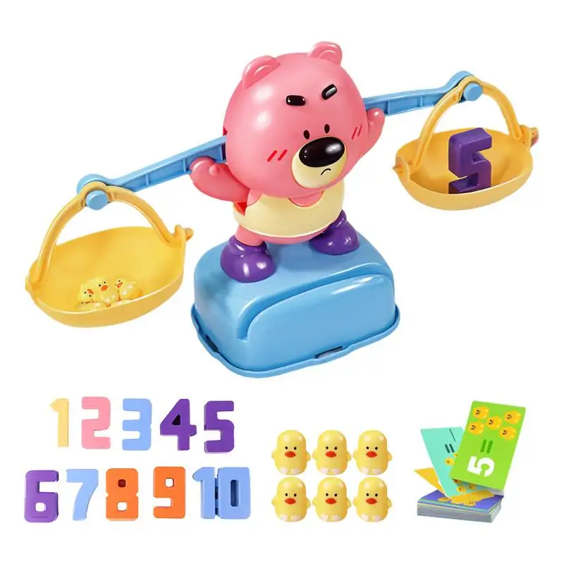 

Bear Balance Scale Cartoon 12 Ducks Bear Balance Math Game Educational 30 Double-Sided Cards Educational Learning Number Toy