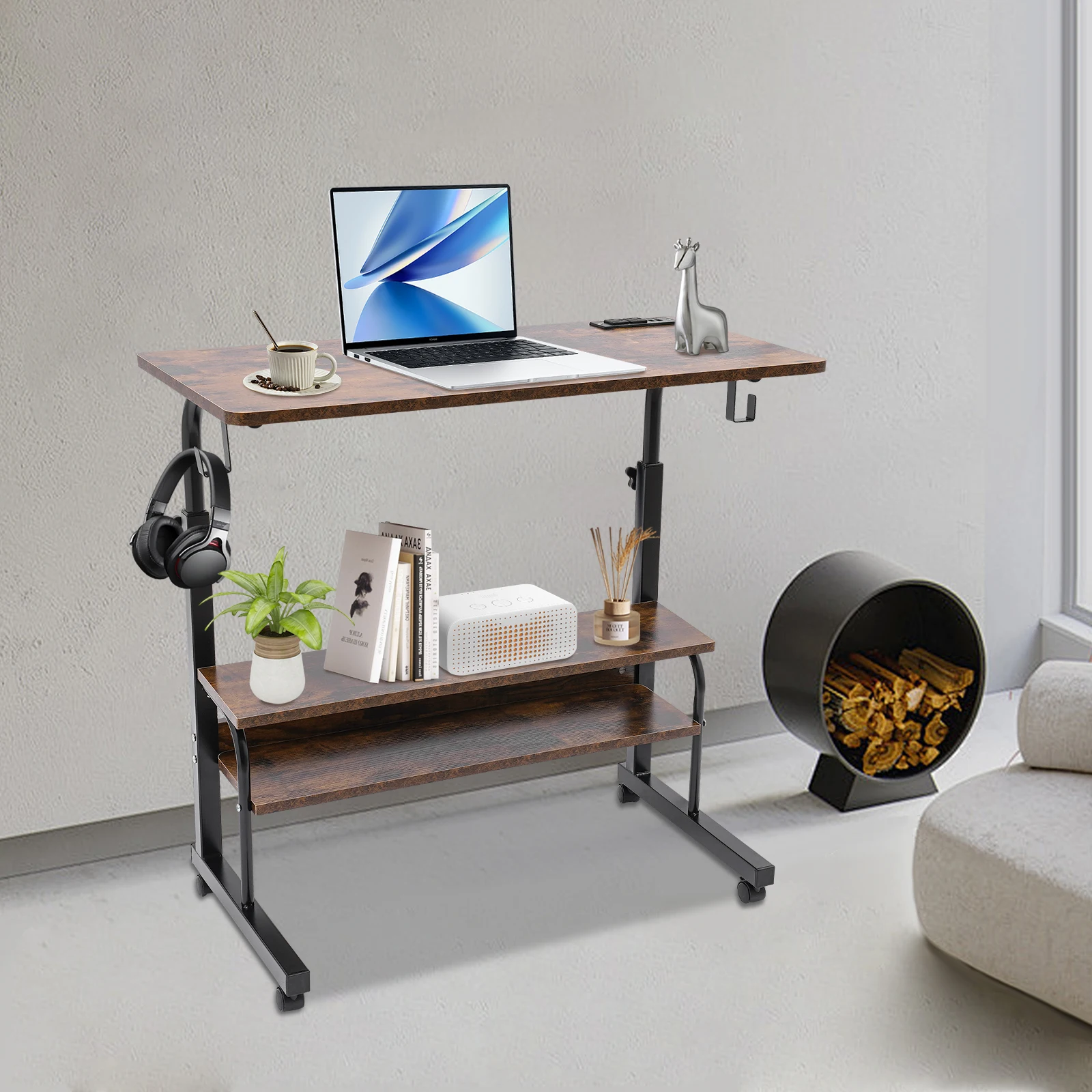 Standing Computer Desk 15.7 x 31.5 "Iron Brown with USB Socket American Standard