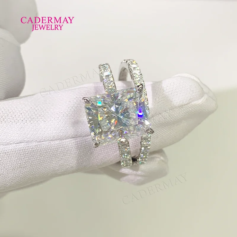 Moissanite Stacking Rings 925 Silver 9x11mm 5ct Radiant Shape VVS Moissanite Diamond Wedding Engagement Ring Set For Women