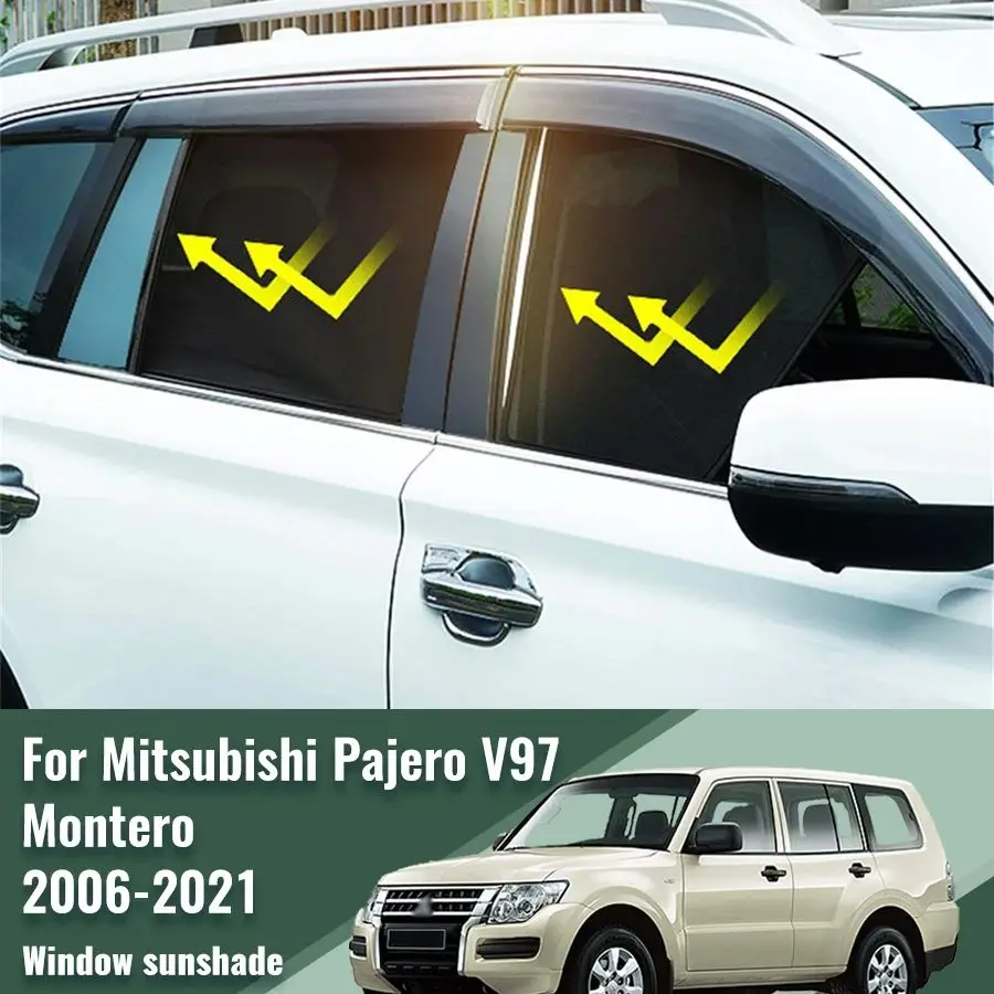 

For Mitsubishi Pajero V97 Montero Shogun 2006-2021 Car Window Sunshade Magnetic Curtain Sun Shade Visor Net Mesh Protect Kids