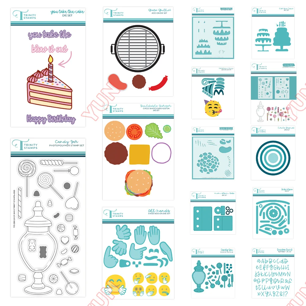 

2025 New Dies and Stamps Candy Jar Coordinating Cake Slide and Spin Die Set Home Gift Cutting Dies DIY Handmade Scrapbook Cards