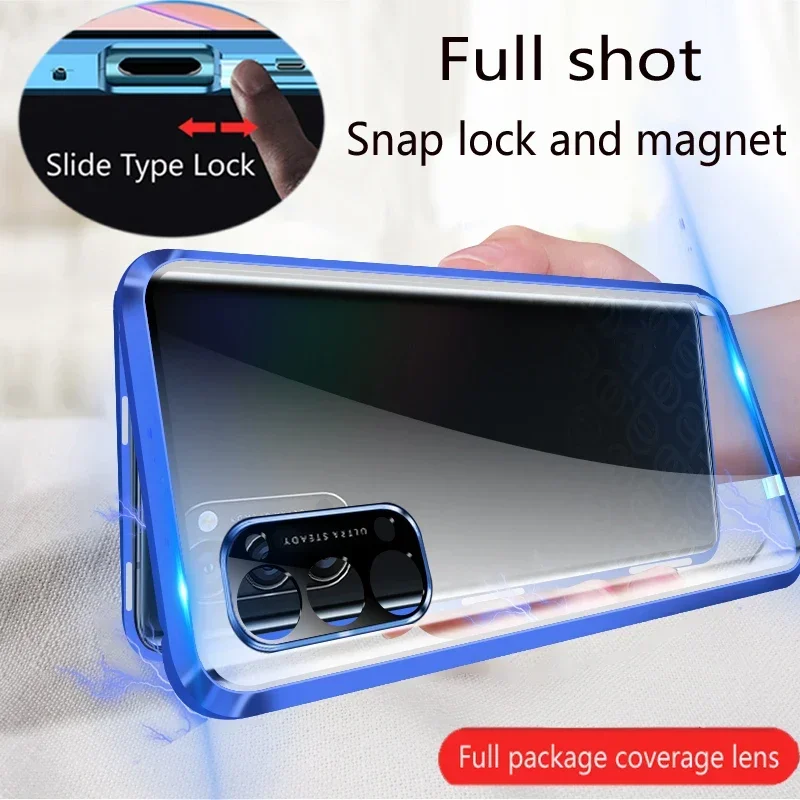 

360 Full Protection Metal Double Sided Glass Snap Lock Case For OPPO Find X3 X5 Pro Lens Protection Cover Phone Cases