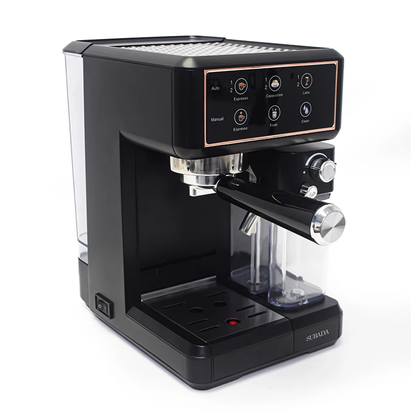 Piccola macchina da caffè moderna per uso domestico Caffè in capsule Cappuccino Latte Caffè a doppia tazza con scatola per il latte Espresso manuale 1,8 L