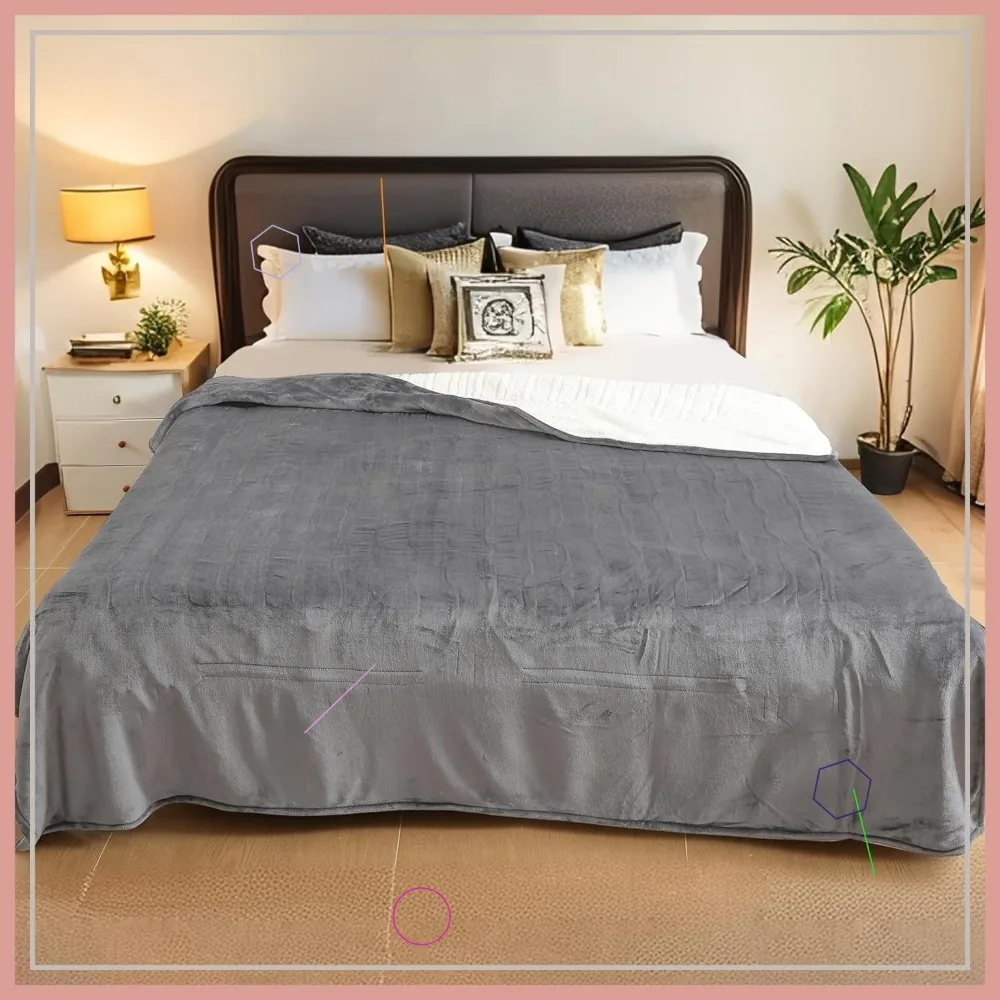 

Full Size Electric Heated Blanket, 72x84 Inches, 10 Heat Levels with Auto Shut Off, Machine Washable in Light Grey