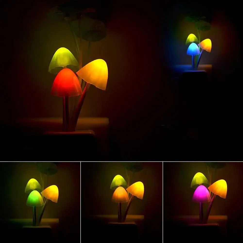 Sensor Led Night Light Color Changing Plug-in LED Mushroom Wall Dream Decor Kids Home Light Lamps Adults Lamp Bed Bedroom R6S4