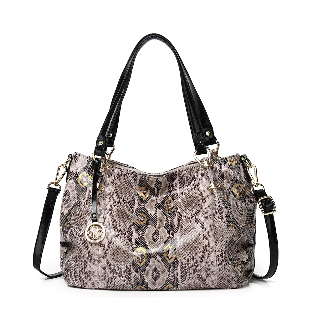 Luxury Brand Designer Handbags Women's Shiny Snake Pattern Embossed Synthetic Leather Women's New Fashion Shoulder Bags