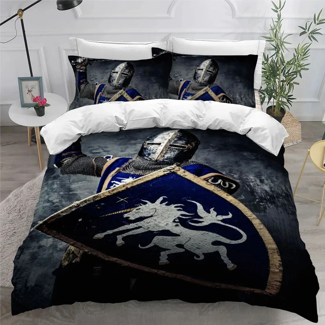 

3D Print Holy Knights Bedding Set,Duvet Cover Comforter Bed Set Quilt Cover Pillowcase,King Queen Twin Size Boys Girls Adults