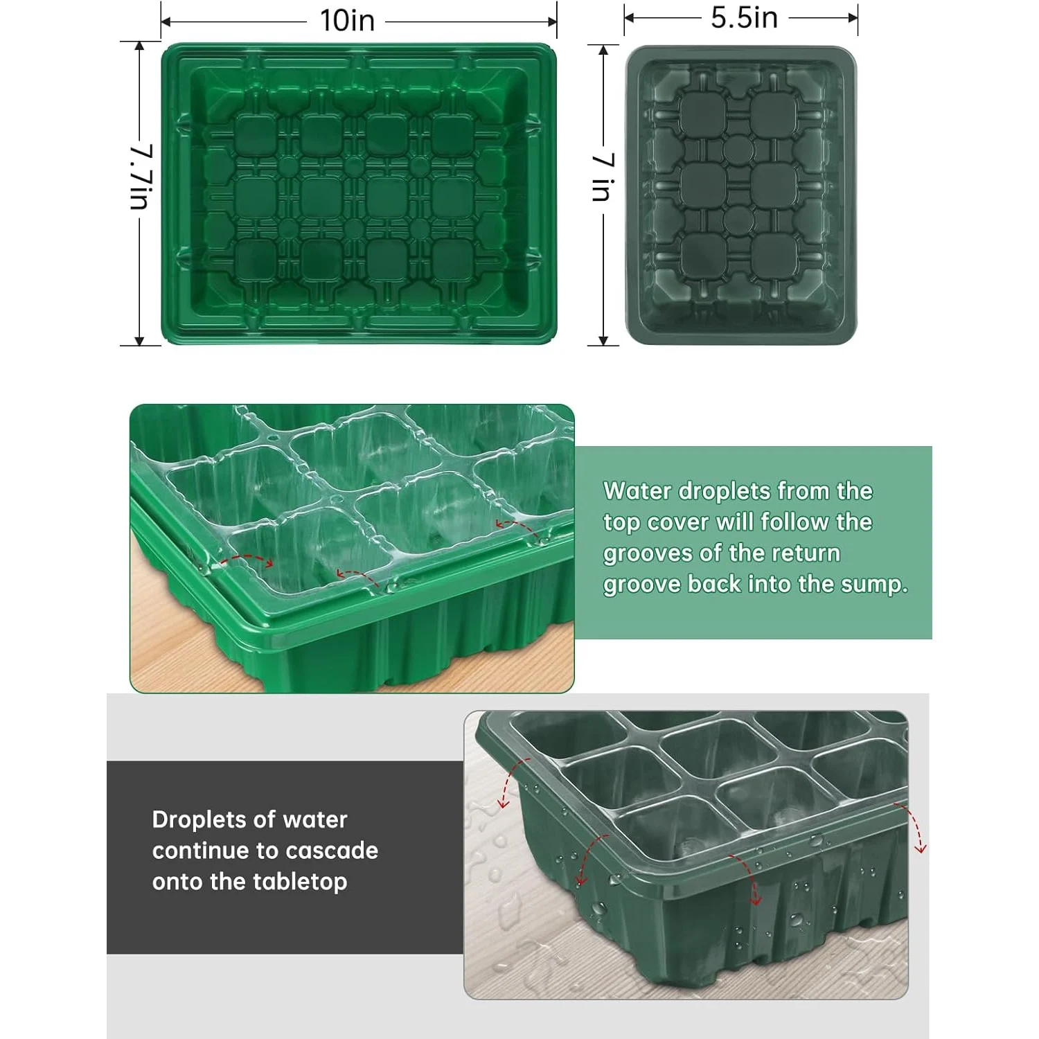 12-Well Higher Cover Nursery Tray Box With Growing Light Seedling Germination Planting Pot Full Spectrum LED Growth Promotion