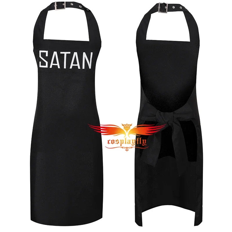 Costume de Cosplay du Jeu Helltaker Satan, Tablier Imprimé Noir Ajustable, Tenues d'Halloween et de Carnaval, pour Homme et Femme, en Stock