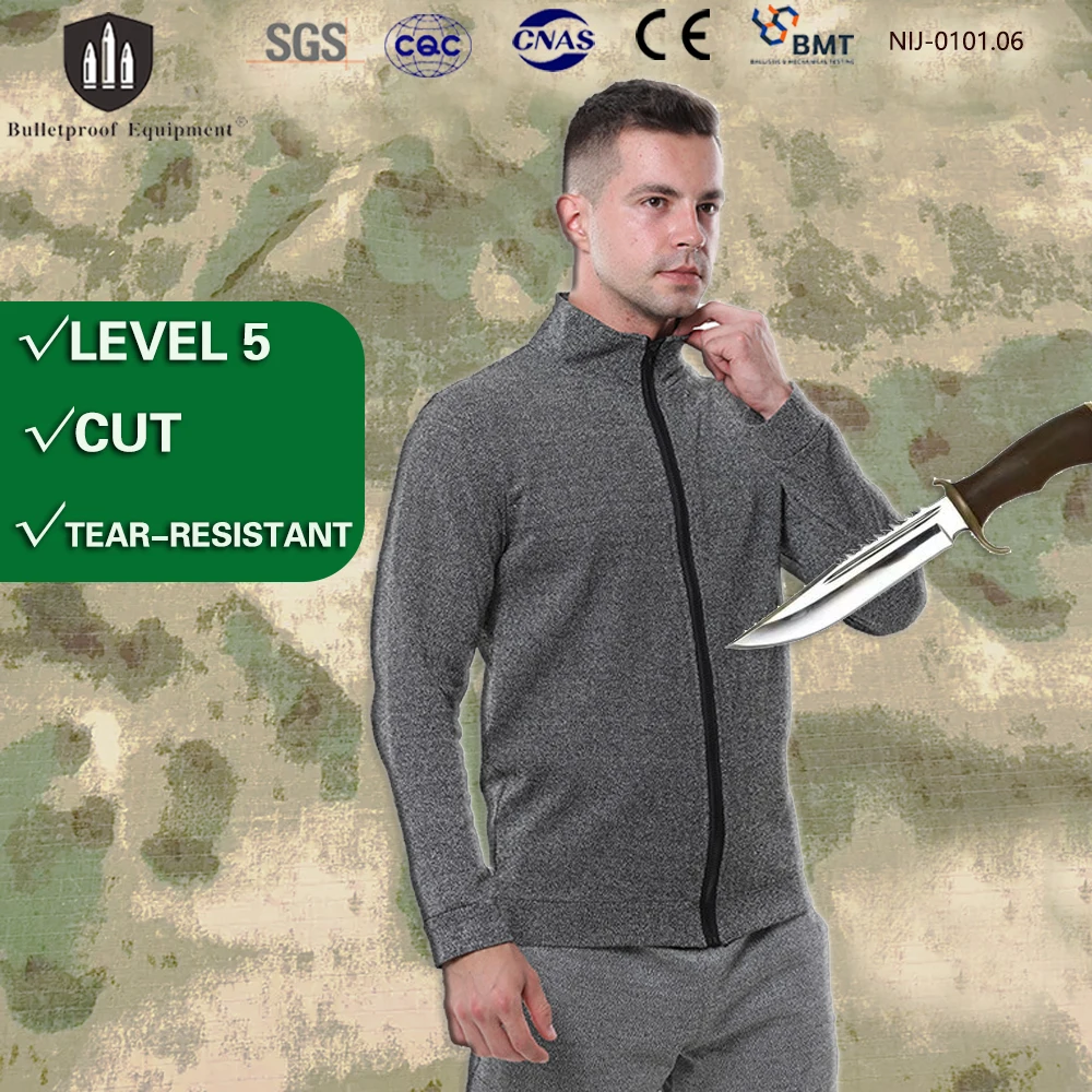 

EN388 CE Level 5 HPPE Cut Protective clothing Jackets Self-defense Safety Outdoor Sports Zipper Cut resistant for working