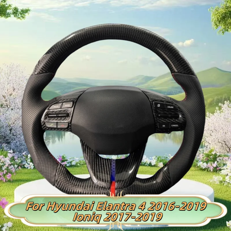 

Car Steering Wheel Cover Hand-Sewn Genuine Leather For Hyundai Elantra 4 2016-2019 Ioniq 2017-2019 Car Interior Accessories