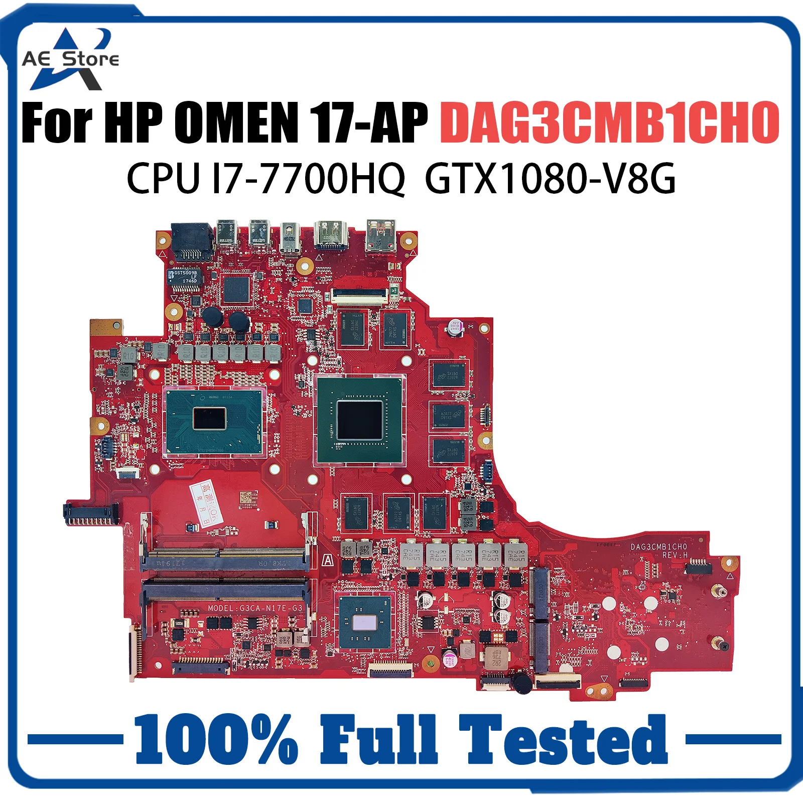 

DAG3CMB1CH0 Mainboard For HP OMEN 17-AP Laptop Motherboard With I7-7700HQ CPU GTX1080 V8G DDR4 940623-601 Test OK