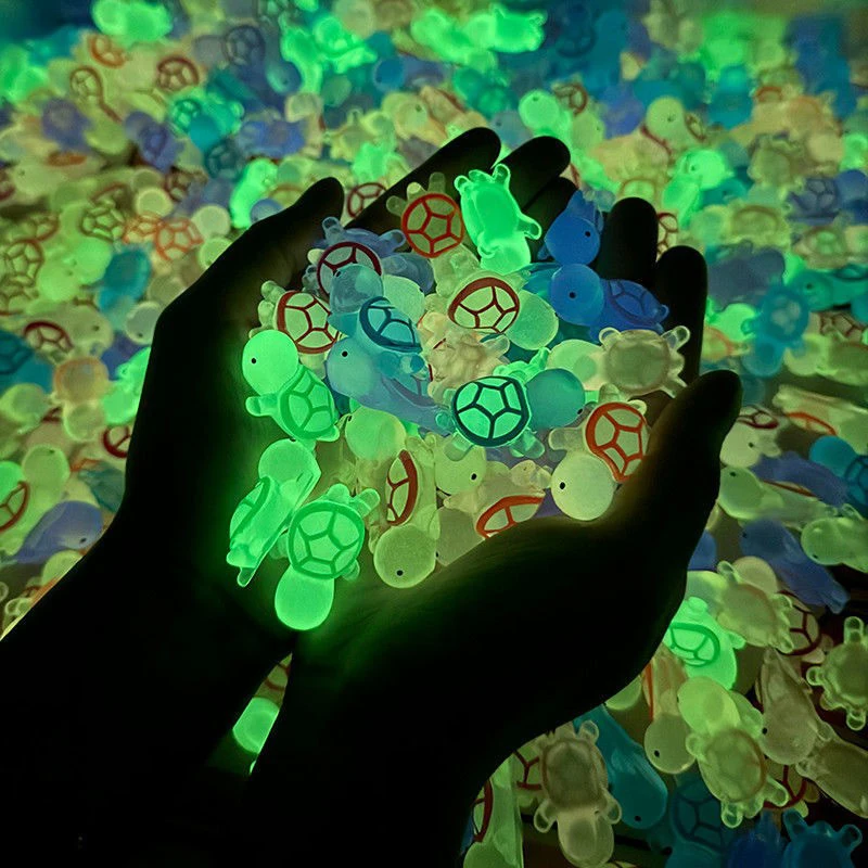 6/10pcs Mini Luminous Resin Turtle Ornaments Glowing Garden Fish Tank Home Car Interior Landscaping Crafts Decor Accessories