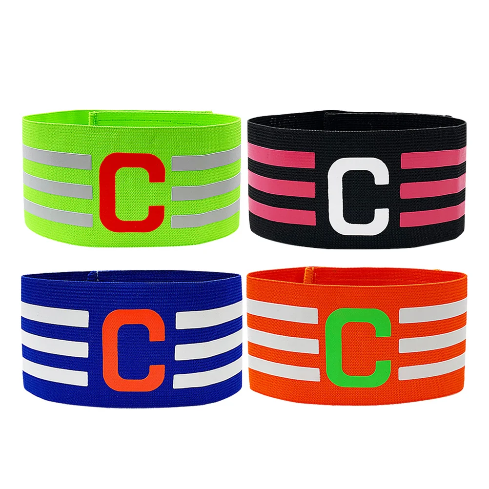 

4pcs Football Captain Armband Soccer Team Leader Band Wear-Resistant Sports Armbands For Kids Adults Adjustable Match Use