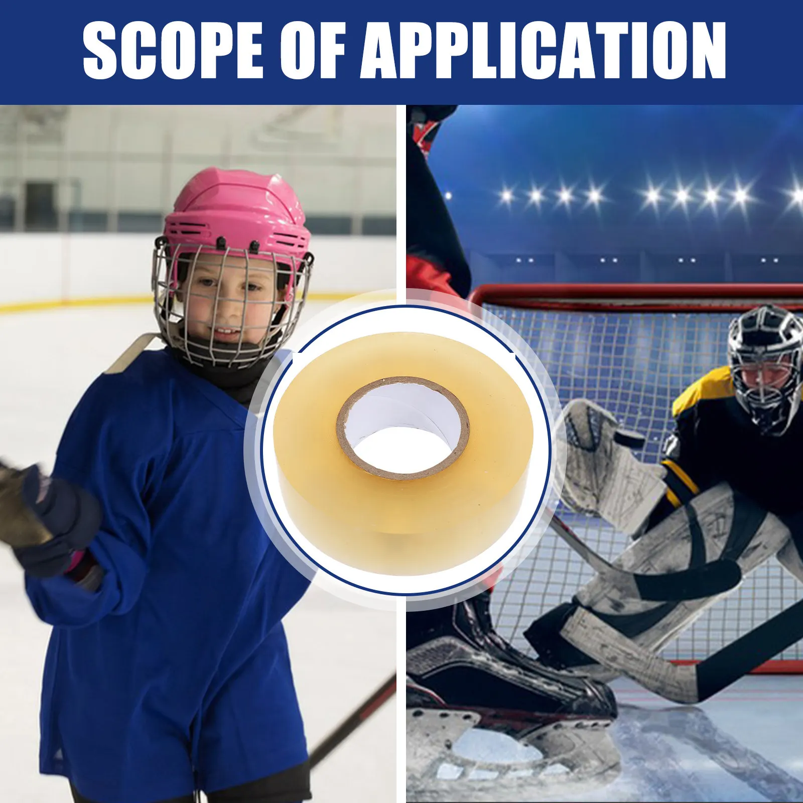 

1 Roll Clear Tape Hockey Transparent Multipurpose Sports Tape Strong Adhesion Non Slip Ice Hockey Gear Protective Band