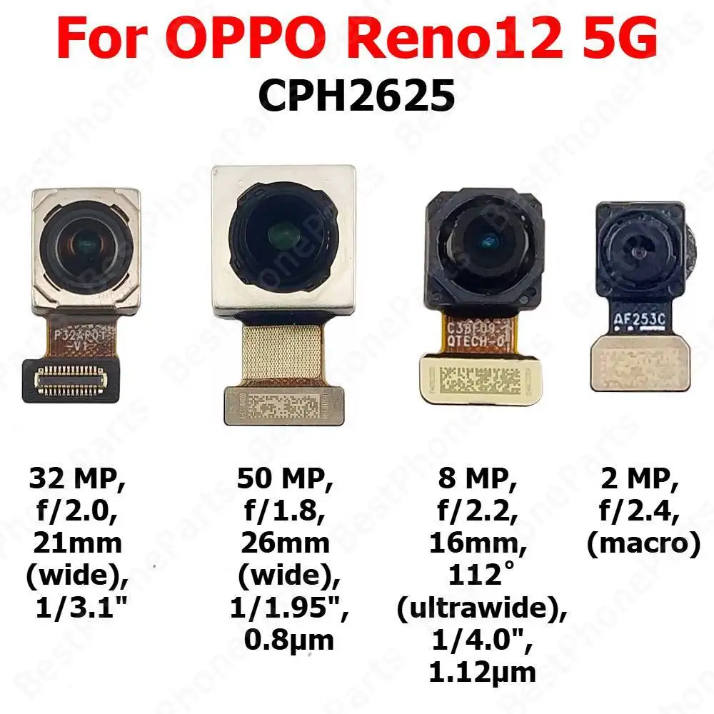 

Задняя передняя камера для OPPO Reno12 Reno 12 5G, задняя часть, передняя камера для селфи, модуль задней камеры, запасные части для мобильного телефона