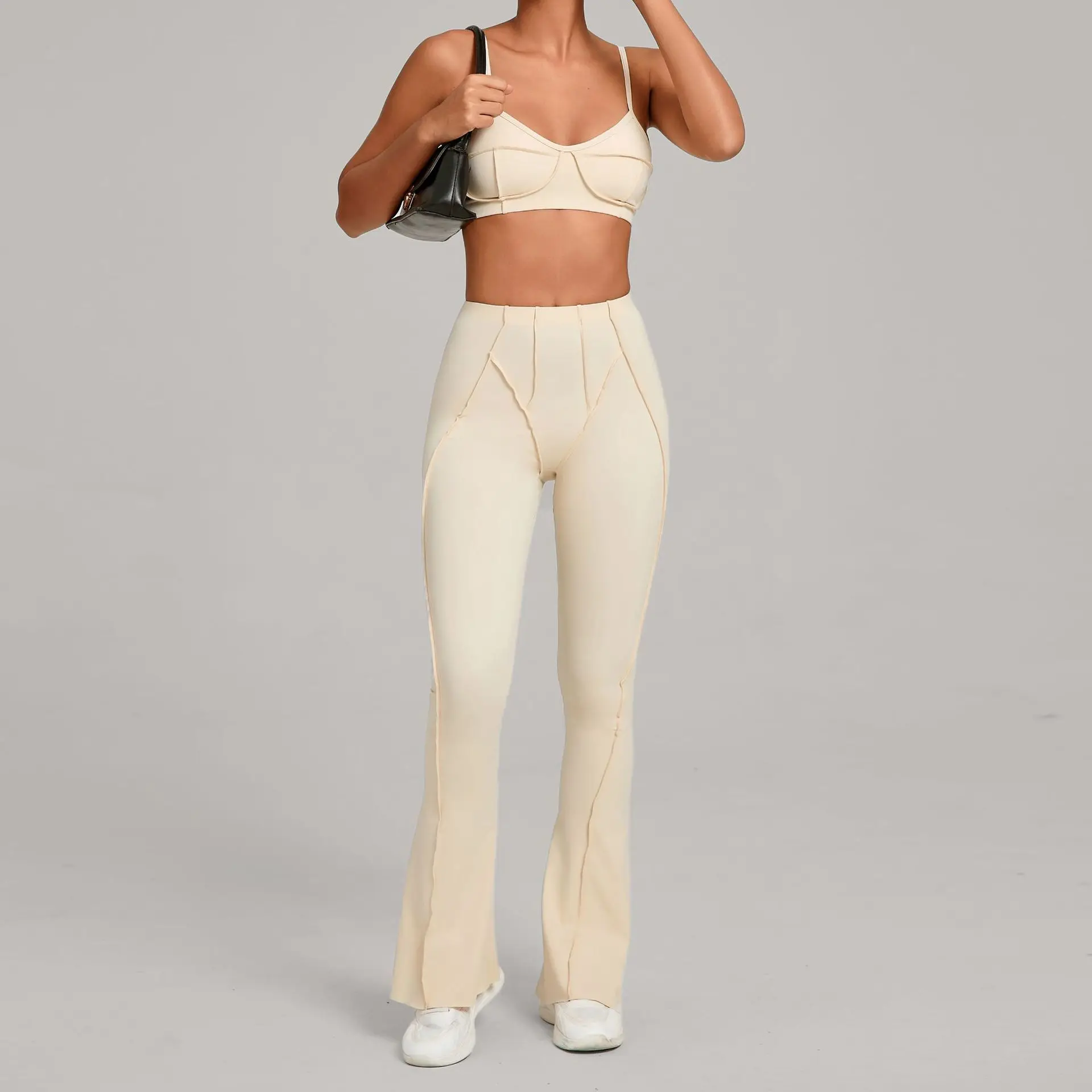 

Women Yoga Sets Workout Suit Sports Bra Bell Bottom 2 Piece Fitness Tights Flare Pant High Waist Tracksuit Activewear