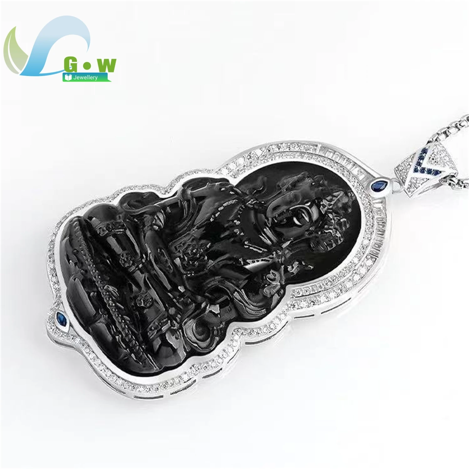 Natural Old Stock Black Hetian Jade Tara Pendant Unisex Daily Classic Minimalist Style Ethnic Style Jewelry Gift
