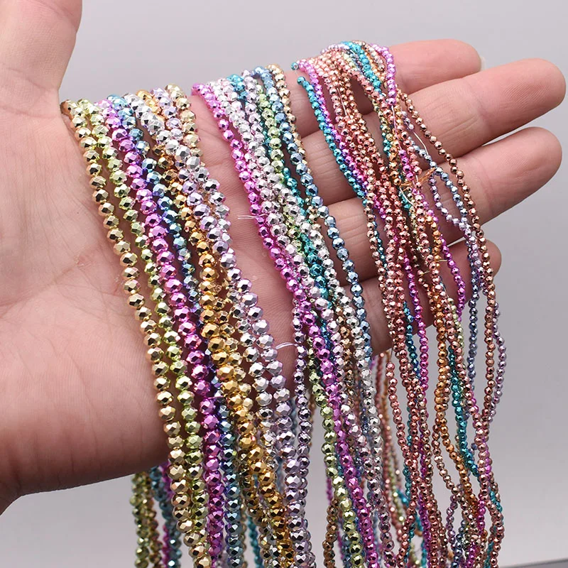 2 3 4mm New Color Golden Rose Blue Green Pink Faceted Crystal Glass Beads Spacer Loose Beads for Jewelry Making DIY Bracelet