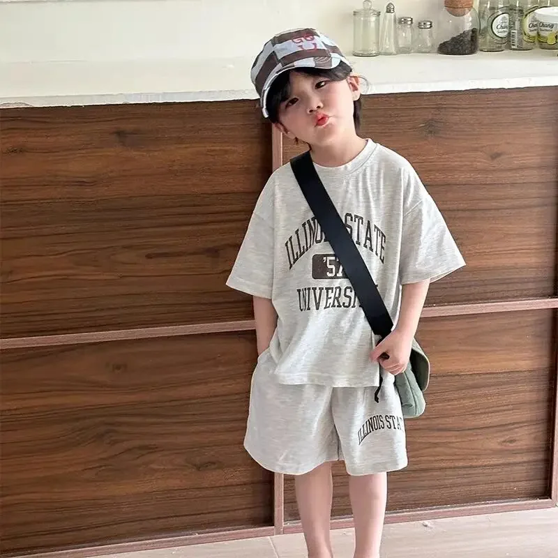 

Children's Summer Set New Boys' and Girls' Loose Short sleeved T-shirt+Shorts Two piece Set Kids Outfits