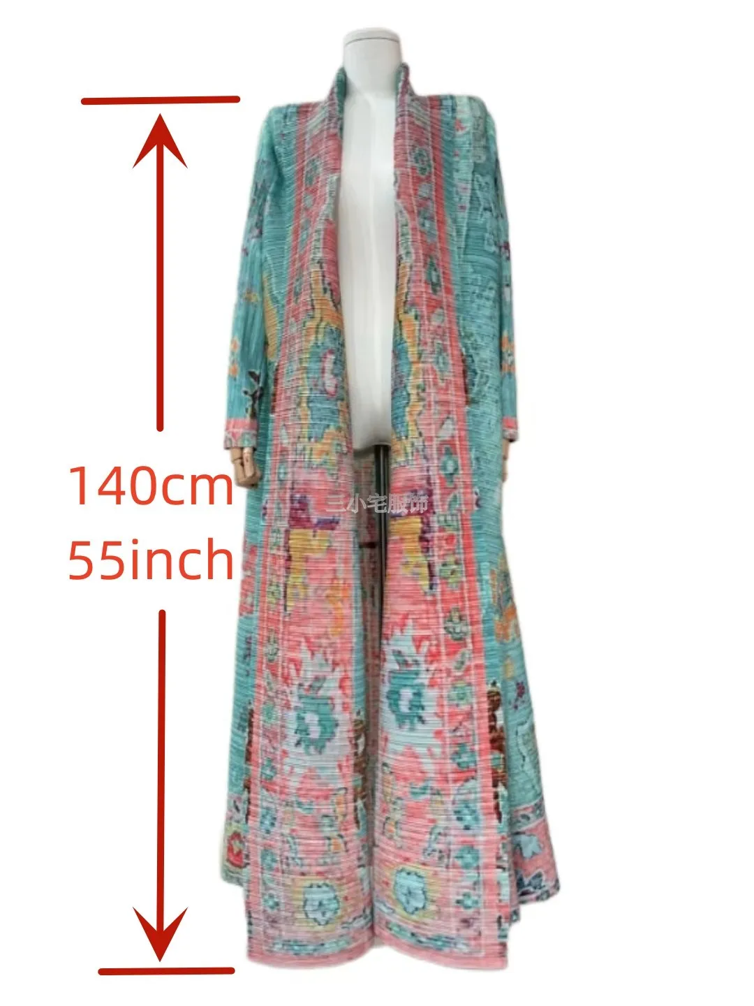 Pleats Original Printing Trench Coat 2024 Spring Summer New Loose Long Jacket Ethnic Wind Printing Personality Women\'s Clothing