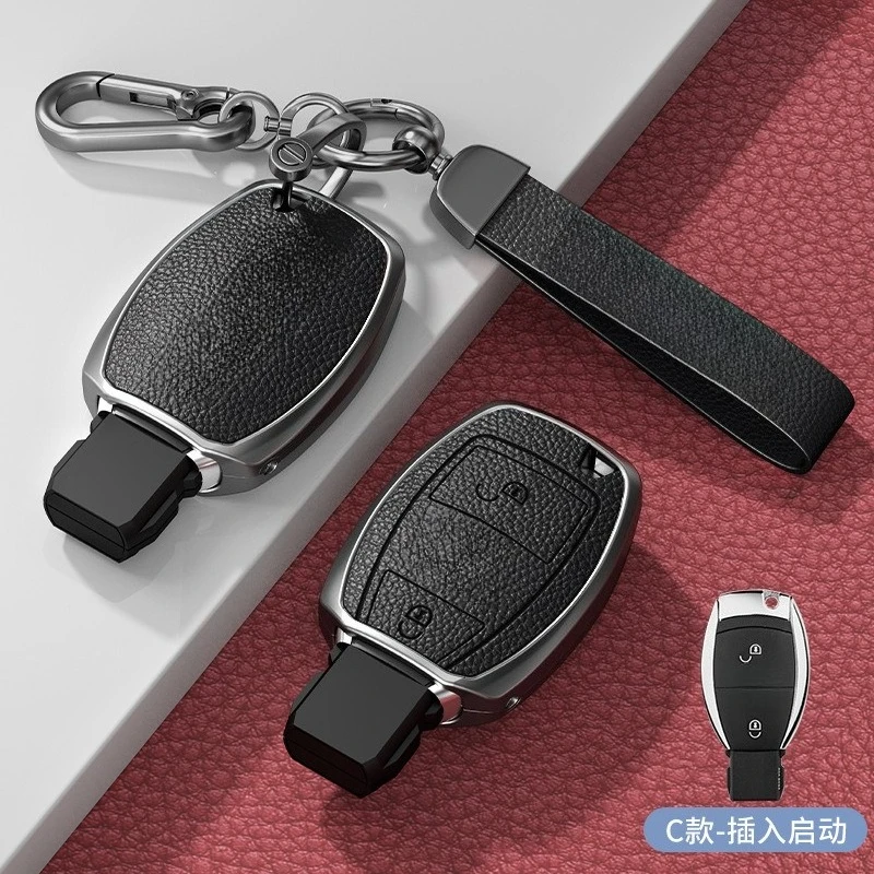 حقيبة مفاتيح من سبائك الألومنيوم على شكل C مناسبة لسيارة Mercedes Benz E300lC A-class S-Class GLC GLE/GLA/GLS/CL