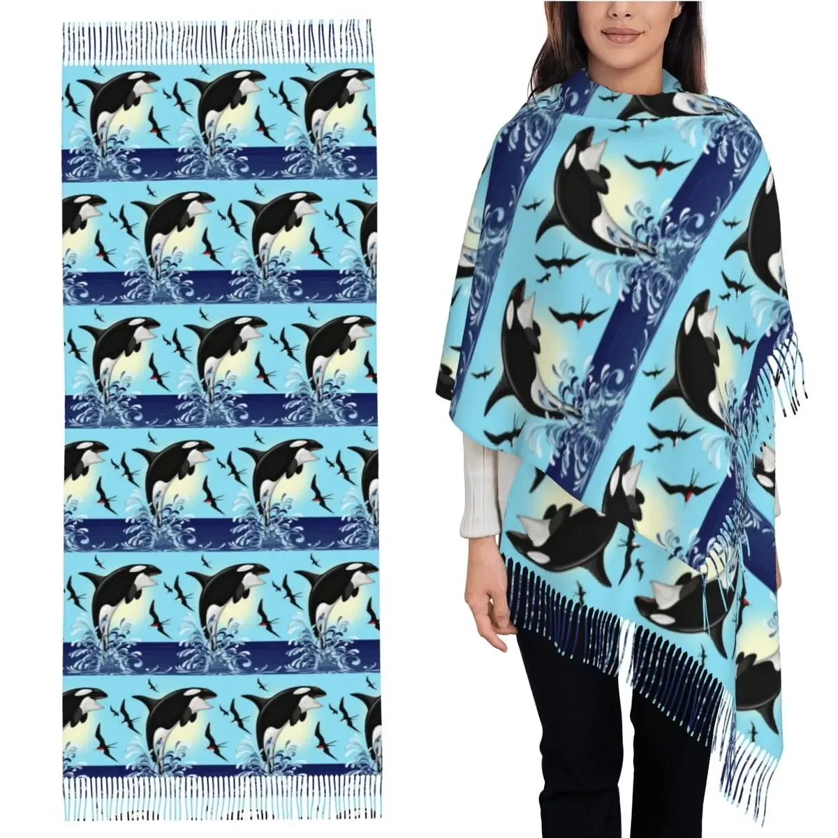 Orca-Killer-Whale-Jumping-Out-The-Ocean-Scarf-Tassel-Scarves-Women-Soft-Warm-Shawls-and-Wraps-Large-Fall-Winter-Shawl-Wrap