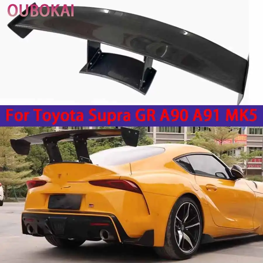 For Toyota Supra GR A90 A91 MK5 2019+ Carbon Fiber Tail fins Rear Trunk Spoiler Guide Wing Rear Wing body kit