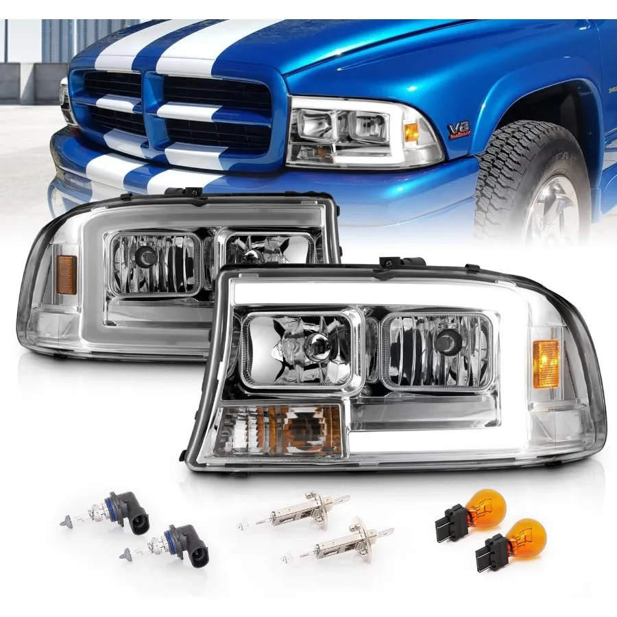 

Сменный комплект светодиодных фар с хромированной трубкой для Dodge 19972004, Dakota и 19982003, Durango CType повышает ночную видимость и Mo