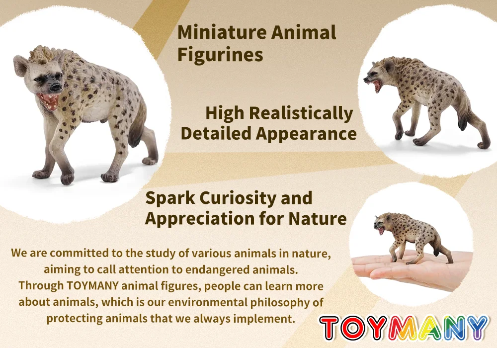 Toymany Simulations-Figur der Spott-Hyäne, Wildtier-Modell, Mini-Figuren, Puppen, Action-Figuren, Spielzeug, Kindergeschenk, Tortendekoration – Detail 12
